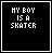 A 4x4 contact sheet of animated frames showing a black-and-white pixel art icon with the text "MY BOY IS A SKATER" and varying heart symbols below it.