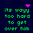 Pixelated green text on dark blue background with pink heart and starburst icons, displaying repeated phrases.
