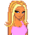 Pixel art contact sheet showing a blonde female character in pink top and gray pants with text "im a blonde gotta prob?" across multiple frames.