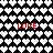 Black and white pixelated pattern with red text "LOVE" repeated four times on a heart-shaped background.