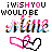 Pixelated text reads 'iWISH YOU WOULD BE mine' with pink and black lettering, two interlocked heart symbols below, and a glitch effect on the word 'mine'.
