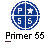 Blue circular icon with white crosshairs, 'P' and star in top-left quadrant, '55' in bottom-left, and diagonal lines crossing the icon.