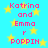 Pixelated text reads "Katrina and Emma r POPPIN" over a bright blue background with yellow stars, repeated in two