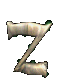 Animated sequence of stylized Z-shaped icons transitioning through vegetation, debris, and spark effects against a gray background.