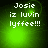 Green pixelated background with white text reading 'Josie iz luvin lyffee!!!' and a glowing green light effect that shifts position across frames.