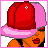 Pixelated icon shows a character with red lips, orange clothing, and a red-and-pink cap, alongside text reading "Bangin BOO" in pink letters with star accents.