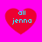Four red heart shapes on a bright pink background, each containing light blue text reading 'all jenna' in two lines.