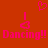 Red background with pink pixelated text and symbols: two 'I' shapes above 'Dancing!!' text, each with a heart symbol above them, and a floating heart at the top center.