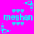 Pixelated cyan text "meghan" on bright pink background with heart and square corner elements.