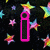 A four- of pixelated icons with text and symbols: a pink 'i' on stars, 'luv' on flowers, 'michelle' in green, and 'missed u' over an animal