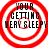 Four identical circular red-and-white target icons with black text reading 'YOUR GETTING VERY SLEEPY' arranged in a on white background