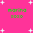 A static pixel art image with a bright pink background, white star shapes scattered throughout, and green text reading 'marina xoxo' repeated four times in a