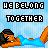 Animated contact sheet of a pixel art icon showing two figures on a beach with changing text colors and positions across 22 frames.