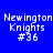 Four display "Newington Knights #36" text in white pixelated font against blue, gray, yellow, and gray backgrounds