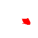Red pixelated shapes on gray background, including two large A-like forms and scattered smaller fragments.