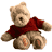 Animated contact sheet of a teddy bear character in six distinct poses wearing a red shirt against white background.
