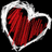 A composite image with a red heart, text about healing broken hearts, and pixelated phrases on black background.