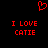 Red pixelated text and heart symbol on black background with identical left and right sections.