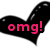 Two black speech bubbles with pink text: 'omg!' on the left and 'idk :)' on the right, both featuring rounded corners and small circular highlights.