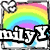 Pixelated rainbow arch spans top half above bold black-and-white text with blue accents, framed by a thin border.