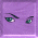 Two pixelated green and white objects with dark outlines move across a purple background, one larger on the left, one smaller on the right.
