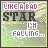 Pixelated icon with text "LIKE A BAD STAR I'M FALLING..." over a greenish background, showing animation changes in star symbols.