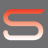 A stylized letter S rendered in gradient orange to white on a solid gray background with pixelated edges.