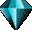 Six pixelated diamond-shaped icons arranged in two on a gray background, each with distinct color gradients and black outlines