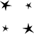 Black star-shaped icons with varying numbers of points and sizes arranged in a pattern on a white background