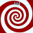 Four identical red and white spiral patterns arranged in a , each with light blue 'lol' text above it on a white background