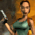 Pixelated image of a woman in a sleeveless top holding a sword, with green text reading "Original Icons .com" on the right side.