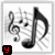 Six -aligned display a musical note icon with changing text labels beneath each