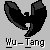 Pixelated black bird silhouette with outstretched wings above white text reading 'Wu-Tang' on gray background.