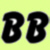 Two identical black stylized B characters with white highlights on a light green background, positioned side-by-side.