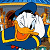 Donald Duck cartoon icon with green text on dark background, part of a 2-frame contact sheet showing slight animation difference in the character's pose.