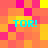 Pixelated of orange and pink squares with four cyan 'TOR!' texts in corners, no visible animation changes