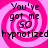Four identical of a pink and white spiral background with black text reading "You've got me so hypnotized" arranged in a