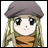 Pixelated anime-style character with long blonde hair, brown beret, and orange top against white background; right side shows 'Anime IM' and 'COM' text on black background.
