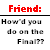 A 2x2 contact sheet of four animated frames showing a pixelated text-based conversation with red and black text on white background, featuring two 'F' symbols in red circles over lined paper.