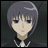 Pixelated anime-style character with short gray hair and purple eyes on left, next to pixelated text "Anime IM" above smaller "com" on black background.