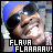 nine identical pixelated images showing a person with dark skin, blue headwear, and black sunglasses smiling widely, each overlaid with "FLAVA FLAAAAV!" text
