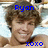 Two side-by-side pixelated images of a person with curly brown hair, blue text labels above and below each image.