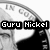 Black-and-white image of a U.S. nickel coin with overlaid text reading "Guru Nickel in da house!!" across four