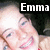 A pixelated image shows a person with dark hair and light skin, partially obscured by a black banner displaying the text 'Emma' in white capital letters.