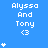 Blue background with repeated white text 'Alyssa And Tony <3' and varying numbers of small white stars below each instance.
