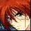 nine pixelated anime-style character faces with red and black hair, showing subtle expression changes across frames