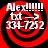 Four identical red and black spiral-patterned icons with white text reading "Alex!!!!! txt → 334-7252" arranged in a