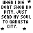 Pixel art contact sheet showing three animated frames of a text-based buddy icon with gangsta-themed lyrics and changing symbols.