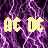 A 48x48 pixel animated contact sheet showing two frames of an AC/DC logo animation with purple lightning effects on a black background.