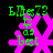 Green text 'EMes73' and 'I do best' over a pink snowflake-like shape on black background, with visible pixelation and animation changes.